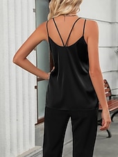 voordelige Gewone Tank-Dames Singlet Mouwloos shirt T-shirt Effen Kleur Modieus Klassiek Casual Mouwloos V-hals Normale tops Dagelijks Uitgaan Weekend Zwart Wit Zomer Lente