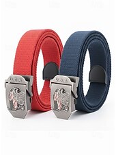 זול אביזרים-חגורת פוליאסטר מתכווננת לגברים עם אבזם דגל אמריקאי, חגורת מותן פטריוטית רב-צבעונית לאירועי יום השנה ה-250 לארה"ב, יום העצמאות, טיולים, חופשות ולבוש ספורטיבי קז'ואל