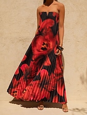 economico Abito Floreale-Per donna Abito lungo maxi Vestito da Festa Abito a corsetto Abito da Cocktail Elegante Moda Moderno Festa serale Feste Occasione speciale Vestibilità regolare Floreale Senza Maniche Senza Spalline