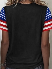 economico Magliette Giorno dell’Indipendenza-Giorno dell'Indipendenza Maglietta Patriottica da Donna Stampa Grafica Bandiera Stile Vintage Classico Manica Corta Collo Rotondo Regular Tops Giornaliero Weekend Stampa Nera Bianca Estate Primavera