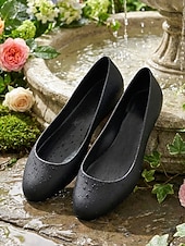 Χαμηλού Κόστους Γυναικείες Μπαλαρίνες-Γυναικείες ροζ αδιάβροχες μπαλαρίνες από pvc - άνετα slip-on παπούτσια για καθημερινή χρήση, βόλτες στον κήπο και casual περιστάσεις