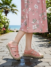 お買い得  女性-女性用オレンジのつま先閉じフィッシャーマンサンダル - ウォーキング、旅行、カジュアルな仕事の日、普段使いに最適な、手縫いの快適なスポーツサンダル