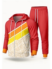 billige joggedresser-Herre Sportsklær fra 80-tallet Hattetrøje Joggedress Snorer Ta igjen glidelåsen Geometrisk Treningsdrakt Høst Vinter Svart Rosa Spandex Yrke Utendørs Reise Lettvekt Mote Langermet Sport Sportsklær