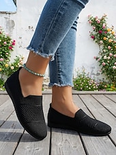 halpa Naisten matalakantaiset kengät-naisten vaaleansiniset hengittävät neulotut slip-on-kengät, kevyet vapaa-ajan kengät työhön, matkoille, shoppailuun &amp;arjen mukavuus