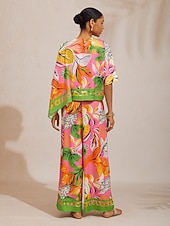 olcso ingek, felsők és blúzok-vad hibiszkusz álom selymes szatén dolman ujjú felső