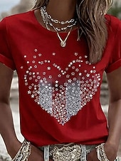 Giorno dell'Indipendenza Americana Per donna Maglietta Stampato Grafico Bandiera Lettera Vintage Elegante Classico Manica Corta Girocollo Top Regolari Quotidiano Blu Nero Bianco Rosso Blu marino