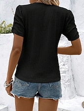 cheap Plain tee-Women's T Shirt Tee Top Plain Fashion Classic Casual Short Sleeve Crew Neck Regular Tops Daily Going out Weekend Blue Black Pink Rose Red Light Blue Summer Spring