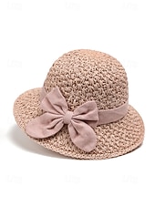 halpa Lomatarvikkeet-Naisten boheemi olkihattu rusetilla – useita värejä, kokoontaitettava helppoa kantamista varten, täydellinen arkeen ja rantalomalle