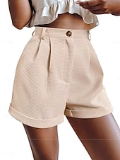 tanie Szorty bermudzkie-Damskie Bermudy Gofrowana Spodnie dresowe Typu Chino Urlop Moda Moda miejska Krótki Wysoka talia Równina Wygodne Miękka Wygodny Nieelastyczny Codzienny Na zewnątrz Ulica Czarny Khaki Zieleń wojskowa