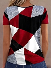 levne Tričko s pruhy a geometrickým vzorem-Dámské Tričko Zip Čtvrtletní zip Grafika Geometrický Abstraktní Vinobraní Tropický vzhled Havajské Krátký rukáv Tričkový Běžné topy Svatba na pláži Denní Sport Vodní modrá Černá Světlá růžov