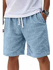 abordables Classique-Homme Shorts Shorts en Lin Shorts d'été Shorts de plage Short décontracté Cordon de serrage Taille Élastique Couleur Unie Léger Respirant Longueur Genou Quotidien Extérieur Vêtements de rue Mode