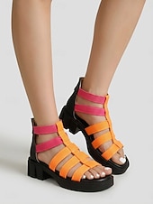 cheap Gladiator Sandals-Women's Boho Music Festival Platform Sandals - Colorful Multi-Strap Chunky Gladiator Shoes for Coachella, Summer Concerts &amp; Outdoor Rave Outfits