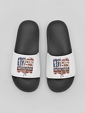  Patriotische Herren-Sandalen – leichte Strandpantoffeln mit amerikanischer Flagge und vom Jahr 1776 inspiriertem Design für Urlaub, Pool, Resort und sommerliche Freizeitkleidung