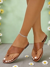 economico Infradito scivolosi-sandali infradito arancioni e rossi da donna, pantofole estive casual, sandali da spiaggia leggeri e comodi per viaggi e vacanze &amp;abbigliamento quotidiano