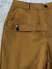 ieftine Pantaloni de rochie-Bărbați Pantaloni Costume Buzunar Nasturi Simplu Confort Respirabil Lungime totală Casual Zilnic Casă Vacanță Modă Negru Kaki Inelastic