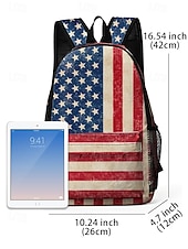  תרמיל גב יוניסקס עם הדפס פוליאסטר, עיצוב דגל אמריקאי וינטג', קיבולת גדולה, עמיד, אידיאלי ליום השנה ה-250, יום העצמאות, נסיעות יומיומיות ושימוש חיצוני
