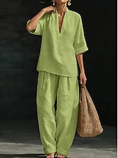  Dámské Sady bavlněného prádla Poloviční rukáv Do V Bez vzoru prázdniny Denní Ležérní Denní Vodní modrá Černá Bílá Jaro léto