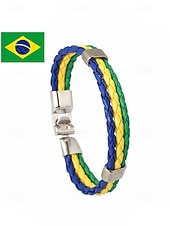 economico Accessori-Bracciale da uomo intrecciato in similpelle, disponibile in diversi colori, ispirato alla bandiera americana, ideale per partite di calcio, tifosi, tifosi di football, per lo spirito di squadra e per un look casual da giorno di partita.