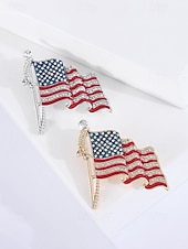 tanie Akcesoria-Zestaw broszek patriotycznych dla kobiet, ze stopu metali, w kolorze złotym i srebrnym, 2-częściowe przypinki z flagą USA, idealne na 250. rocznicę USA, Dzień Niepodległości i na co dzień