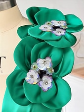 preiswerte Cocktailkleider-A-Linie Tee-Länge Cocktailkleider Partykleider Elegant Vintage Ärmellos V Ausschnitt Formell Hochzeitsgast Gürtel / Schärpe Satin mit Falten Schulterblume