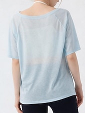  Women's Tee Sports T-Shirt Solid Color Elegant Cute Casual Half Sleeve Boat Neck Off Shoulder Regular Tops Gym Sports Weekend White Yellow Red Apricot Light Blue Summer Spring