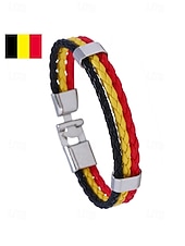 economico Accessori-Bracciale da uomo intrecciato in similpelle, disponibile in diversi colori, ispirato alla bandiera americana, ideale per partite di calcio, tifosi, tifosi di football, per lo spirito di squadra e per un look casual da giorno di partita.