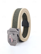 זול אביזרים-חגורת פוליאסטר מתכווננת לגברים עם אבזם דגל אמריקאי, חגורת מותן פטריוטית רב-צבעונית לאירועי יום השנה ה-250 לארה"ב, יום העצמאות, טיולים, חופשות ולבוש ספורטיבי קז'ואל