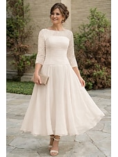 levne Délka kotníků-A-Linie Po kotníky Šaty na párty Koktejlky Šaty pro svatební hosty Šaty pro matku nevěsty 3/4 délka rukávu Klenot Elegantní Svatební host Šifón Krajka s Flitry Sklady