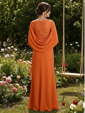 voordelige Vloerlengte-Strak kolom Tot de grond Bruiloft gast jurk Formele jurk Avondjurk Moeder van de bruid jurk Mouwloos V-hals Elegant Formeel Chiffon met Kant Plooien