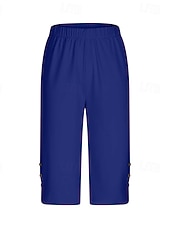  Dam Capribyxor Damasker Mysiga leggings Semester Streetwear Grundläggande Kapris Naturlig Slät Elastisk midja Bekväm Komfort Utomhus Elastisk Utomhus Semester Gata Blå Mörkgrått Kamel Svart Sommar Vår