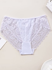 cheap Panties-Women's Panties Lace Elastic WaistNightwearSpandex Nylon Casual Solid Colored Fashion Cute Black White Red Navy Blue Spring &amp; Summer