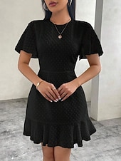 cheap White Casual Dresses-Women's Mini Dress White Dress Casual Dress Elegant Fashion Modern Outdoor Vacation Going out Regular Fit Plain Short Sleeve Crew Neck Black White Green Summer Spring