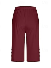  Dam Capribyxor Damasker Mysiga leggings Semester Streetwear Grundläggande Kapris Naturlig Slät Elastisk midja Bekväm Komfort Utomhus Elastisk Utomhus Semester Gata Blå Mörkgrått Kamel Svart Sommar Vår