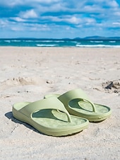 preiswerte Rutschsandalen-Weiße Damen-Strand-Flip-Flops – leichte, wasserdichte Wolken-Sandalen mit ergonomischer Fußgewölbeunterstützung für Sommerurlaube und tropische Inselausflüge &amp;Alltagskomfort