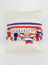 preiswerte Zubehör-Damen-Armbandset in Flaggenfarben, stapelbarer Fächerschmuck aus Legierung in verschiedenen Länderdesigns für Fußballspiele, Teamunterstützung, lässige Alltagskleidung und Spieltagsoutfits.