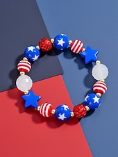  Патриотический женский набор украшений из смоляных бусин: ожерелье и браслет, посвященный 250-летию США, Дню независимости, для повседневной носки и путешествий.
