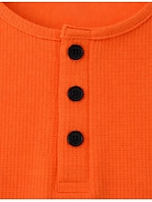 זול טי-שירט פשוטה-בגדי ריקוד נשים אוברסייז חולצה קצרה טי שירטס טופים מארג וויפל כפתור קדמי אחיד אופנתי מסוגנן קלסי שרוולים קצרים צווארון עגול קצר הנלי חולצות רגילות יומי ליציאה סוף שבוע לבן כתום קיץ אביב