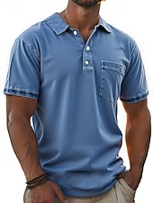 economico Polo classica da uomo-Per uomo Polo Camicia 100% cotone lavaggio acido Casuale Ferie Bavero Manica Corta Moda Essenziale Tinta unica Semplice Vintage ▾ angosciato Estate Primavera Tutte le stagioni Vestibilità regolare