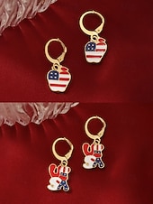  Zestaw patriotycznych kolczyków dla kobiet ze stopu metali, wielostylowe wiszące kolczyki z flagą USA na 250. rocznicę USA, Dzień Niepodległości i na co dzień