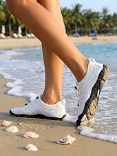 preiswerte Frauen-Schnelltrocknende Wasserschuhe für Damen – leichte, atmungsaktive Aqua-Strandschuhe mit verstellbarer elastischer Schnürung und rutschfester Sohle, barfußähnlicher Outdoor-Stil für Strand, Surfen,