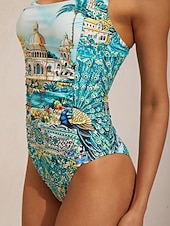 preiswerte Designer-Bademode-Baleareninseln blauer Stretch-Einteiler-Badeanzug