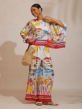  Santorini Sommer-Top aus seidigem Satin mit Dolmanärmeln