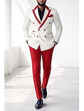 economico Festa di vacanza-Uomo Smoking Completi Feste Nero Rosa Primavera, Autunno, Inverno, Estate Tuta A lancia Tinta unita Vestibilità su misura 2 pezzi Doppiopetto a sei bottoni