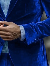 halpa Miesten Klassiset Bleiserit-Miesten Velvet Blazerit Päivittäin Päivittäin Syksy Talvi Sametti Yhtenäinen väri Perinteinen Yksirivinen yksi nappi Bleiseri Rubiini Sininen Apila