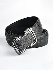 preiswerte Hochzeit ACC-Herren-Gürtel aus echtem Leder mit Krokodilmuster, schwarz &amp; braun, elegantes Accessoire für formelle und legere Anlässe wie Hochzeiten, Partys und den täglichen Geschäftsalltag