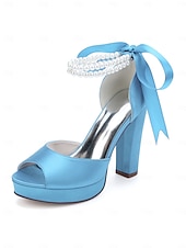 economico sposa-sandali con plateau color avorio bianco da donna - eleganti tacchi da sposa con cinturini di perle per matrimoni in chiesa