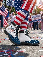 Χαμηλού Κόστους Γυναικεία παπούτσια-Γυναικείες πατριωτικές μπότες μάχης - σχέδιο με αστέρια και ρίγες με έντονα γραφικά για παρελάσεις, 4η Ιουλίου, 250ή επέτειο των ΗΠΑ και υπαίθριες γιορτές