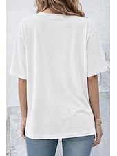  Women's Oversized T Shirt Tee 100% Cotton Solid Color Stylish Classic Casual Short Sleeve Crew Neck Round Neck Regular Tops Daily Going out Black White Navy Blue Dark Green Taupe Summer Spring