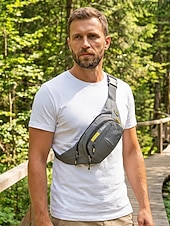 Χαμηλού Κόστους Ανδρικές τσάντες-Ανδρική τσάντα μέσης από νάιλον, πολύχρωμη τσάντα μέσης μεγάλης χωρητικότητας με πολλαπλές τσέπες, ρυθμιζόμενη ζώνη, τσάντα χιαστί στήθους για καθημερινή χρήση, πεζοπορία, υπαίθρια αθλήματα και ταξίδια