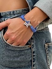 cheap Accessories-Unisex Alloy &amp; Polyester Adjustable USA Flag Bracelet, Multi-Color Patriotic Charm Rope Bracelet for America 250th Anniversary, Independence Day, Casual Wear, Travel and Vacation Styling